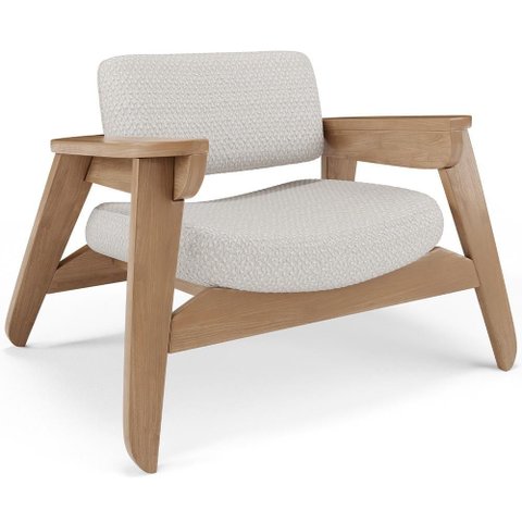 Poltrona Decorativa para Sala Living Concept L02 Nature Bouclê Cru - Lyam Decor