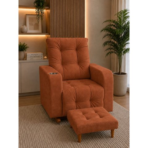 Poltrona de Amamentação Paris com Balanço e Puff Suede Premium | Conforto, Elegância e Qualidade