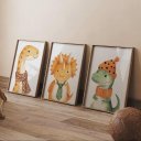 Ver imagem 2 de Kit 3 Quadros Decorativos Infantil - Dino Brincalhão NO2 - 30x40 - Moldura Madeira
