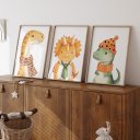 Ver imagem 3 de Kit 3 Quadros Decorativos Infantil - Dino Brincalhão NO2 - 30x40 - Moldura Madeira