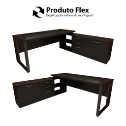 Mesa de Escritório Diretor em L Industrial 170cm Pés Metal - 4
