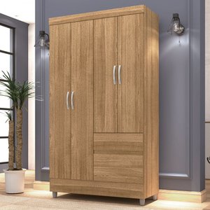 Guarda-roupa Solteiro San Diego 4 Portas 2 Gavetas Nature - Panorama Móveis
