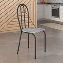 Ver imagem 2 de Kit 4 Cadeiras de Cozinha Texas Estampado Linho Pés de Ferro Cromo Preto - Pallazio