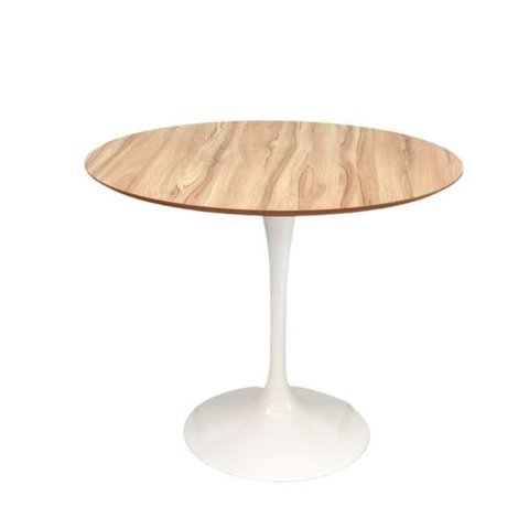 Mesa de Jantar Tulipa Saarinen Redonda 60cm Tampo Nogueira - Branco