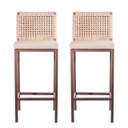 Ver imagem 3 de Kit 2 BANQUETA GAIA – Corda náutica rami assento corino bege