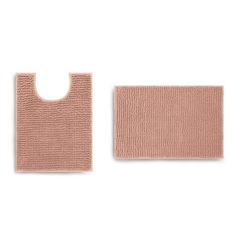 Jogo de Tapete Banheiro Popcorn 2 Peças Antiderrapante Rosa Pele