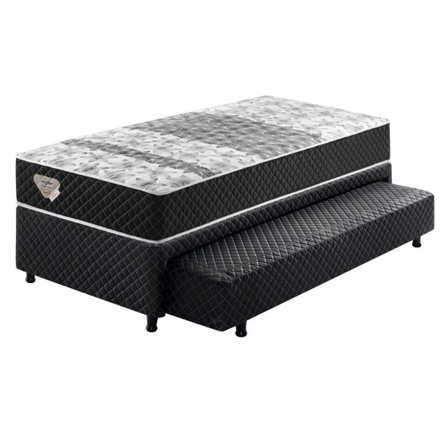 Conjunto Box com Somiê Auxiliar Soft Comfort Preto Mola Verticoil Solteiro 088x188x60cm  - 3