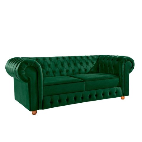 Namoradeira Chesterfield Bourbon 3 Lugares Via Encanto Veludo Verde