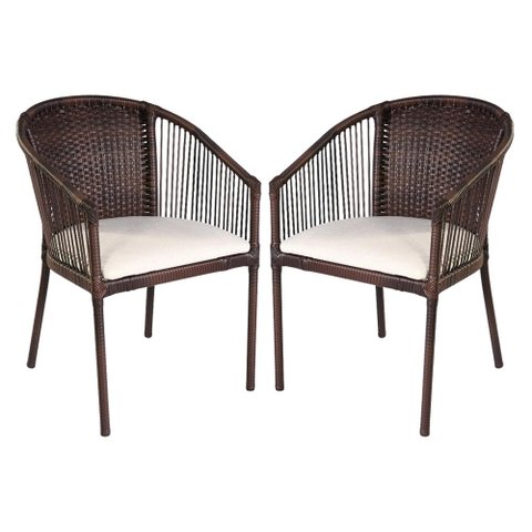 Kit 2 Cadeiras Alumínio Fibra Sintética com Assento Capucino