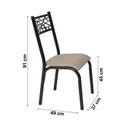 Ver imagem 4 de Conjunto Sala de Jantar Mesa Jade 120x75cm Tampo Vidro com 4 Cadeiras Marrom/Preto/Linho Bege