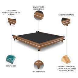 Cama King Base Box 195cm Many P02 Sintético Caramelo - Mpozenato - 3