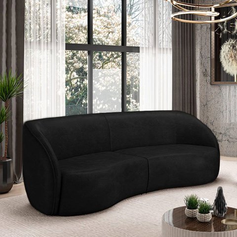Sofá Decorativo Sala de Estar Bipartido 288cm Clarke Pu Preto Manchado G45 - Gran Belo