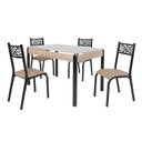 Ver imagem 3 de Conjunto Sala de Jantar Mesa Jade 120x75cm Tampo Vidro com 4 Cadeiras Bege/Preto/Linho