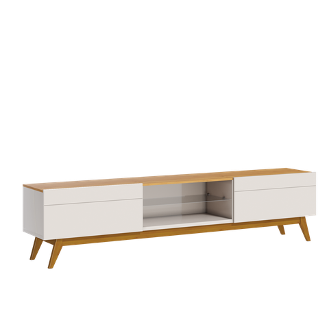 Conjunto Rack Classic 2G OFF/NATURE 1.8 com Painel Ripado Loft 1.8 - OFFNATURE