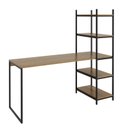 Ver imagem 2 de Escrivaninha Mesa Escritório com Estante Alice 5 Prateleiras 120cm Industrial Preto Fosco E Madeirado Elmo