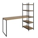 Ver imagem 2 de Escrivaninha Mesa Escritório com Estante Alice 5 Prateleiras 120cm Industrial Preto Fosco e Madeirado Elmo