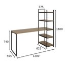 Ver imagem 3 de Escrivaninha Mesa Escritório com Estante Alice 5 Prateleiras 120cm Industrial Preto Fosco E Madeirado Elmo