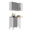 Ver imagem 1 de Kit Armário de Cozinha Aéreo Canto com Balcão 90cm 3 Portas Pequim Multimóveis Mp2381 Branco/