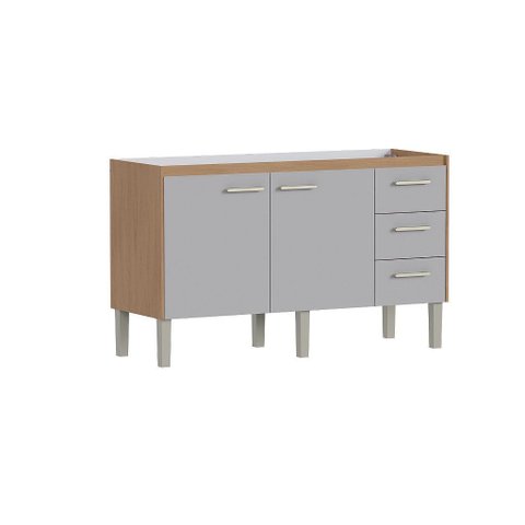 Gabinete Cozinha Mdf/mdp 1,44m Elegante 6 Pés e Amplo Espaço:jequitibá/nude