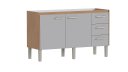 Ver imagem 1 de Gabinete Cozinha Mdf/mdp 1,44m Elegante 6 Pés e Amplo Espaço:jequitibá/nude