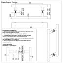 Ver imagem 2 de Puxador Duplo Pivotante Redondo 60cm Aço Inox Porta Vidro Madeira
