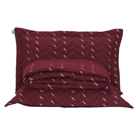 Cobre Leito Bordado 400 Fios Heitor Casal King 100% Poliéster - Vermelho