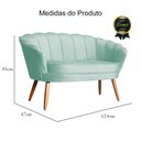 Ver imagem 4 de Namoradeira Estofada Decorativa Para Recepção Pétala Veludo Verde Chá - LM DECOR