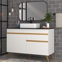 Ver imagem 5 de Gabinete Banheiro 2 Portas E 1 Gaveta Retrô 120Cm Multimóveis V5025 Branco Branco