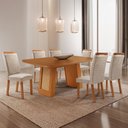 Ver imagem 2 de Mesa de Jantar Carolina 180 cm Tampo MDF Laminado Canto Copo com 6 Cadeiras Aline