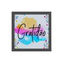 Ver imagem 1 de Quadro Quadrado Colorido Gratidão 20x20cm:Madeira branca