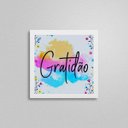 Ver imagem 2 de Quadro Quadrado Colorido Gratidão 20x20cm:Madeira branca