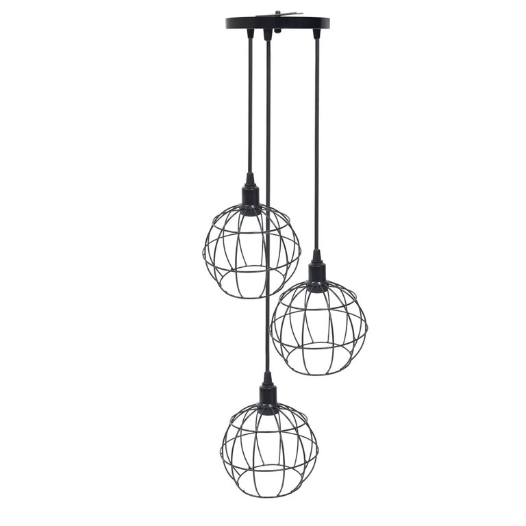 Lustre Pendente Aramado Triplo Globo Cabo Regulável Luminária Agp Ilumini Retro Globo Luxtpenar Pret Lustre Pendente Aramado Triplo Globo Cabo Regulável Luminária Agp Ilumini Retro Globo Luxtpenar Pret