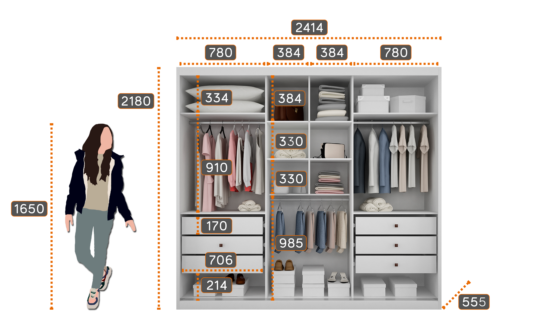 Guarda Roupa Casal MDF Vegas 3Pts 6Gav - 4