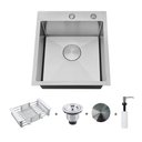 Ver imagem 1 de Kit Cuba Gourmet com Acessórios Solo 40x40 e Dosador e Válvula e Escorredor e Tampa Decorativa Arell