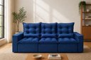 Ver imagem 2 de Sofá Retrátil e Reclinável 2,10m C/ 03 Módulos em Tecido Suede Azul