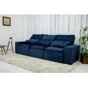 Ver imagem 1 de Sofá Retrátil e Reclinável 2,10m C/ 03 Módulos em Tecido Suede Azul