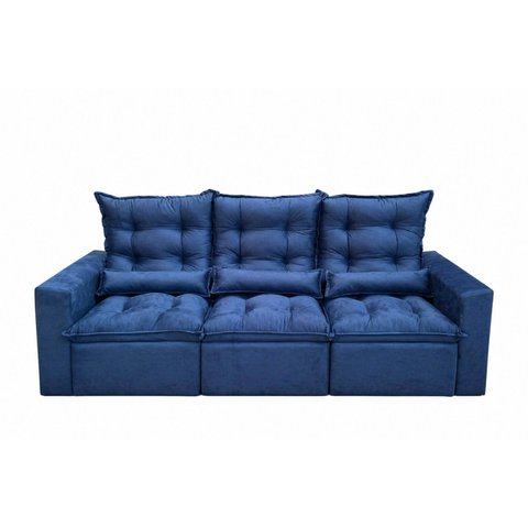 Sofá Retrátil e Reclinável 2,10m C/ 03 Módulos em Tecido Suede Azul