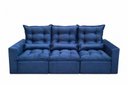 Ver imagem 1 de Sofá Retrátil e Reclinável 2,10m C/ 03 Módulos em Tecido Suede Azul