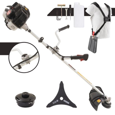 Máquina de Cortar Grama Á Gasolina Kawashima Kw43-le 2t 43cc 1,7hp C/ Lâmina 3p + Carretel