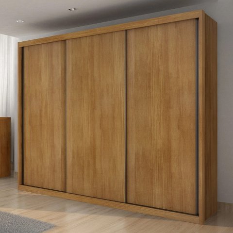 Guarda-Roupa Casal 100% MDF 3 Portas de Correr 6 Gavetas Marrom Cumaru Vegas