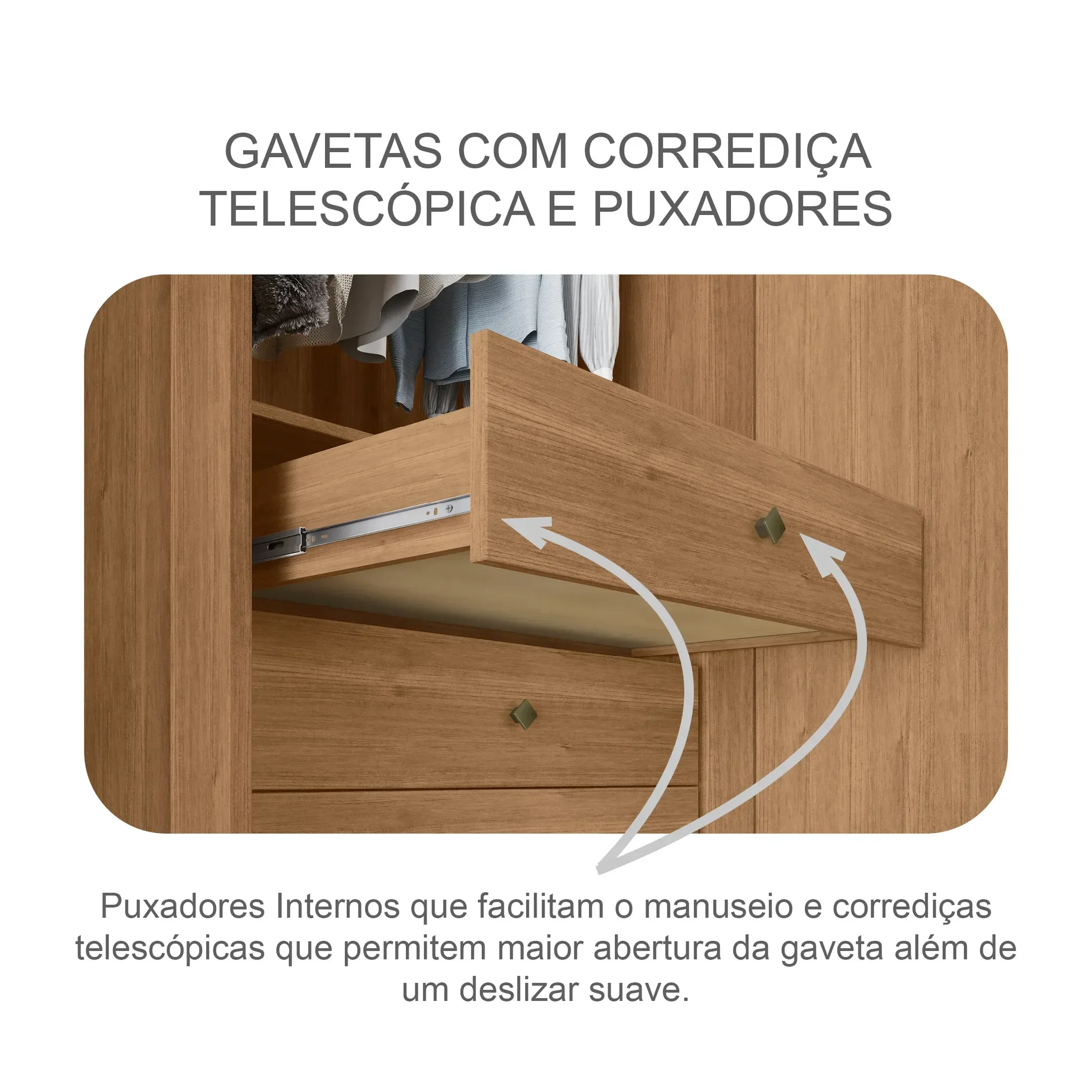 Ver mais imagens de Guarda Roupa Casal MDF 3 Portas 6 Gavetas Vegas