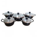 Ver imagem 2 de Jogo de 5 Panelas Caldeirão Pretas de Alumínio Grosso Belmar