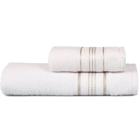 Jogo de Toalhas Banho e Rosto Rubi 280g/m² 98% Algodão Atlântica Off White