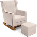 Ver imagem 1 de Poltrona de Amamentação com Balanço e Puff Mavie L02 Suede Bege - Lyam Decor