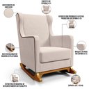 Ver imagem 5 de Poltrona de Amamentação com Balanço e Puff Mavie L02 Suede Bege - Lyam Decor