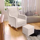 Ver imagem 2 de Poltrona de Amamentação com Balanço e Puff Mavie L02 Suede Bege - Lyam Decor