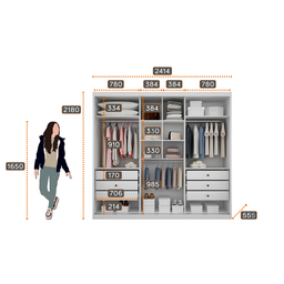 Guarda Roupa Casal MDF Vegas 3 Portas 6 Gavetas com Espelho - 4