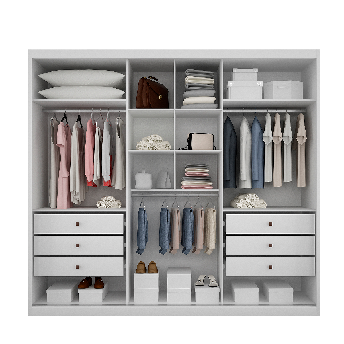 Guarda Roupa Casal MDF Vegas 3 Portas 6 Gavetas com Espelho - 4