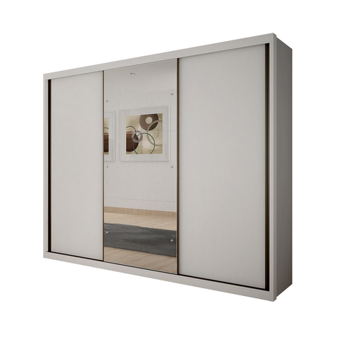 Guarda Roupa Casal MDF Vegas 3 Portas 6 Gavetas com Espelho
