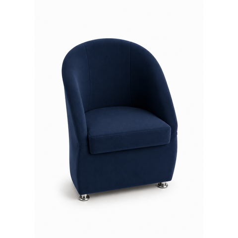 Poltrona Lua Base Estofada – para Sala, Escritório, Jantar e Penteadeira Cor Azul